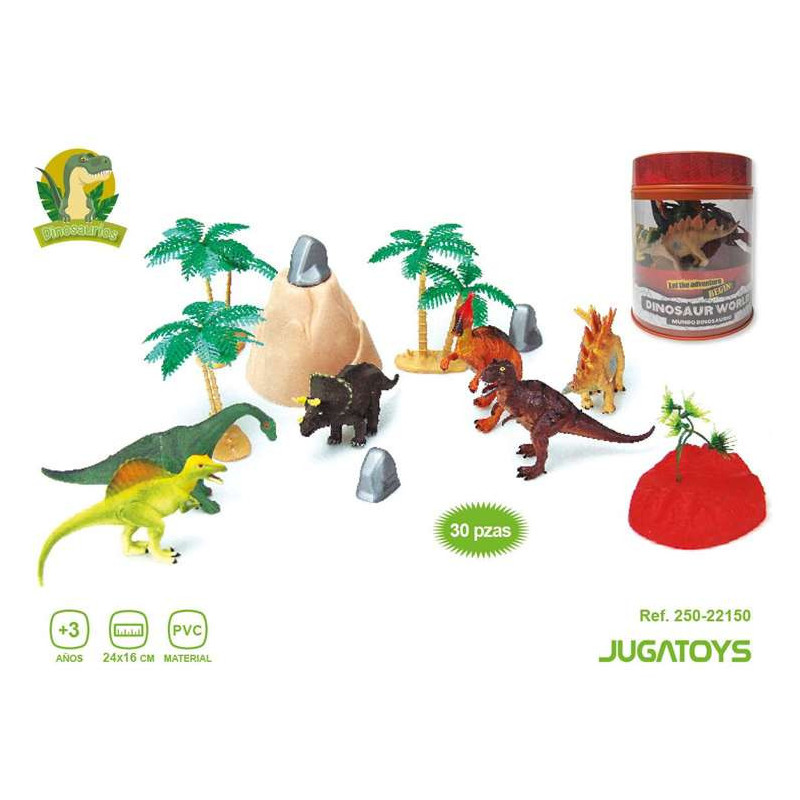 FIGURAS ANIMALES DINOSAURIOS EN BOTE 30 PZAS