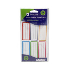 ETIQUETAS LIBROS RAYAS COLORES 28X65 MM 24 UND