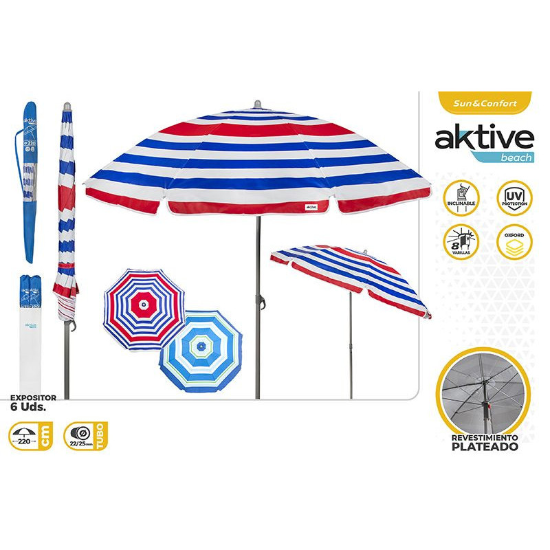 SOMBRILLA PLAYA CB 220 CM CON TUBO DE 22/25