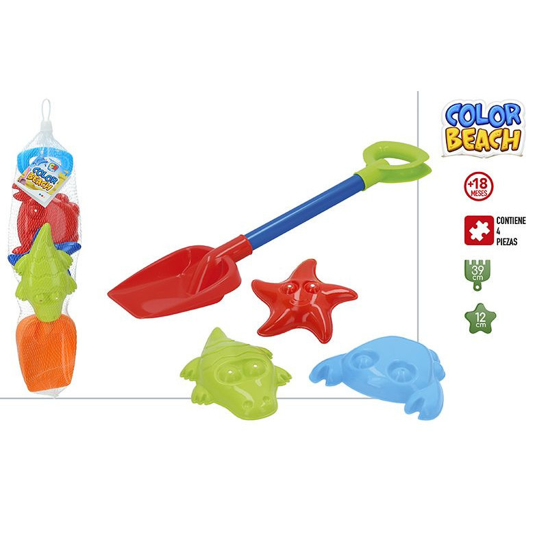 PALA PLAYA 39 CM CON 3 MOLDES