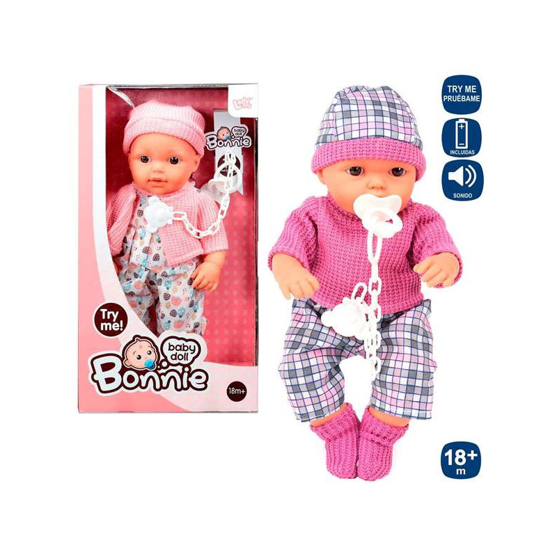 BEBE BONIE 30 CM REBECA DE PUNTO Y 12 SONIDOS