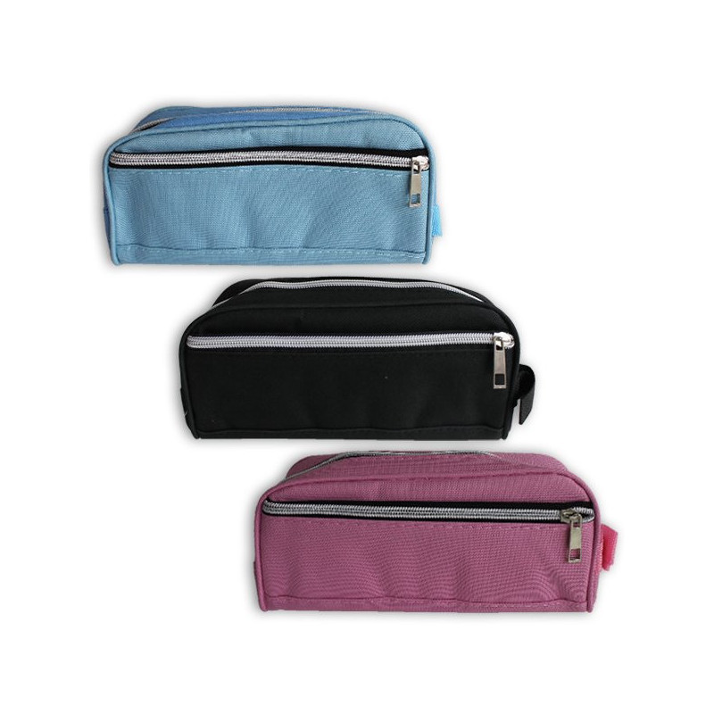 ESTUCHE 2 CREMALLERAS 21x11 CM COLORES LISOS