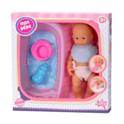 MUÑECO BEBE 35 CM CON BAÑERA