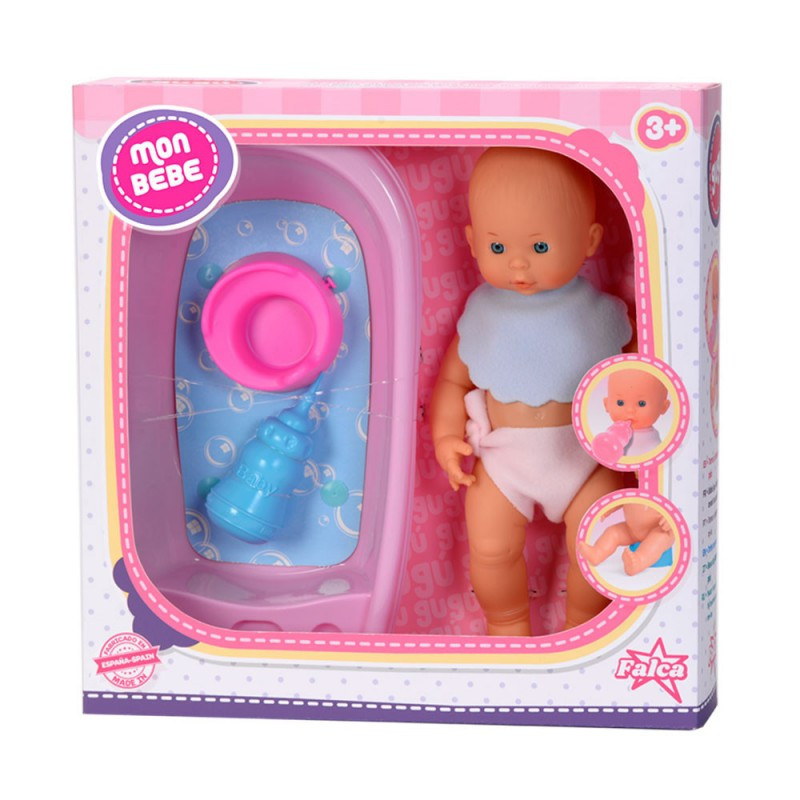 MUÑECO BEBE 35 CM CON BAÑERA