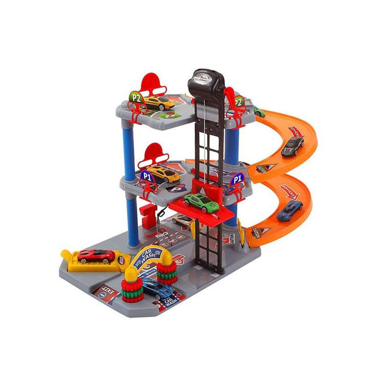 PARKING 2 PLANTAS CON 2 COCHES Y HELICOPTERO