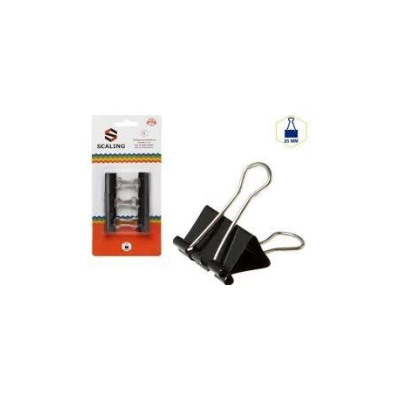 PINZAS SUJETAPAPELES 25 MM BLISTER 6 UNIDADES