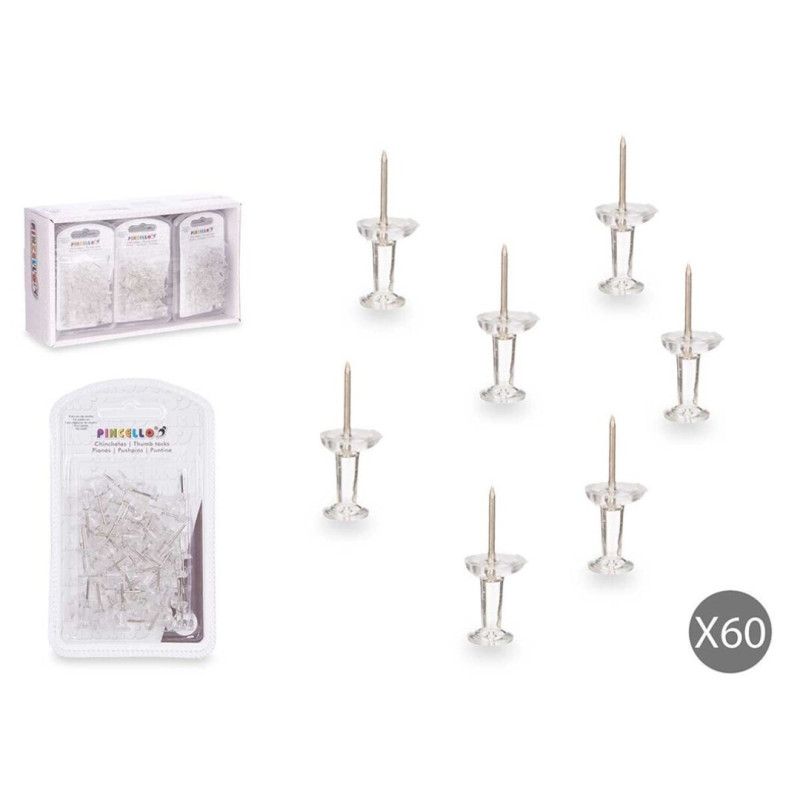 CHINCHETAS PIN CAJA 60 U TRANSPARENTES