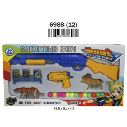 CAJA RIFLE PISTOLA LANZA BOLAS CON ACCESORIOS