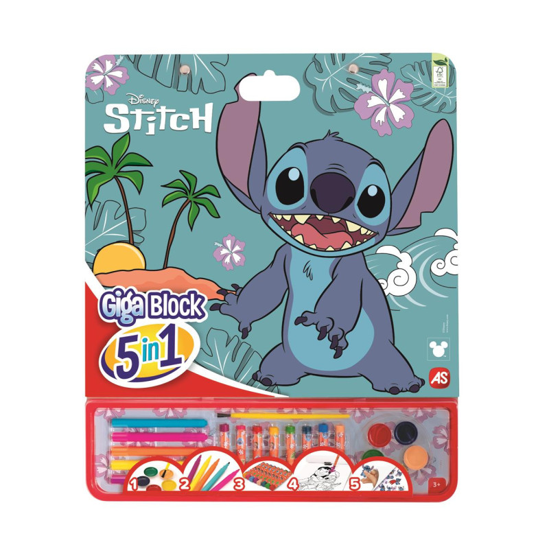 LIBRO GIGA BLOCK STITCH 5 EN 1 CON PEGATINAS Y COLORES
