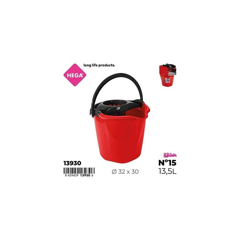 CUBO FREGONA HEGA ROJOP 13,5 L