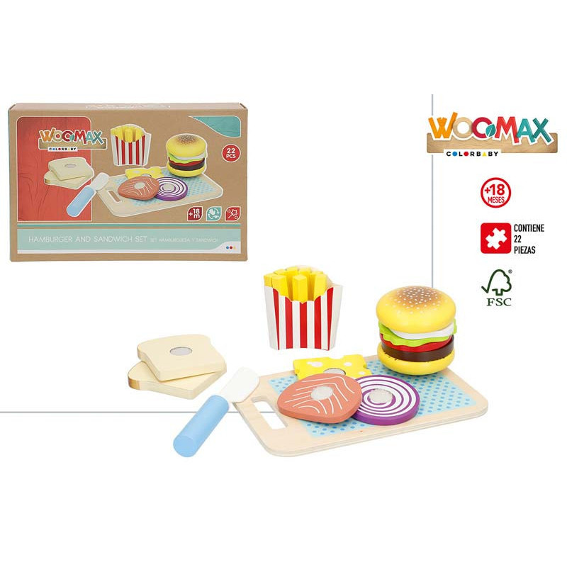 SET HAMBURGUESA & SANDWINCH MADERA WOOMAX