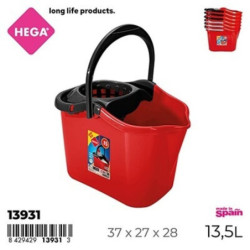 CUBO FREGONA HEGA CUADRADO ROJO 13,5 L