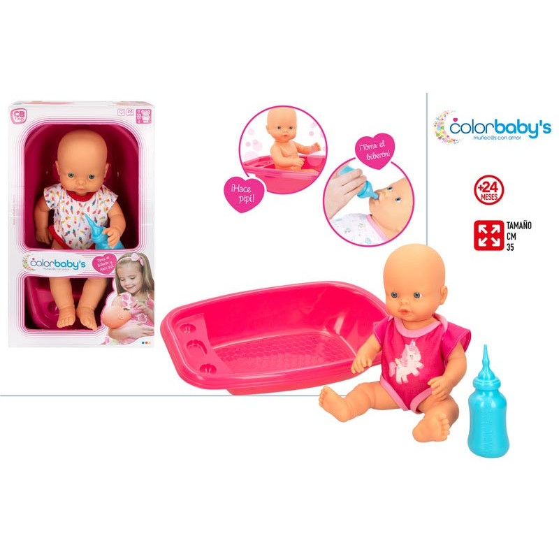 BEBE CB 35 CM CON BIBERON Y BAÑERA