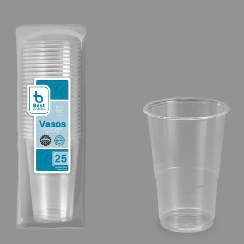 VASOS DESECHABLES 300 CC TRANSPARENTES 15 UNIDADES