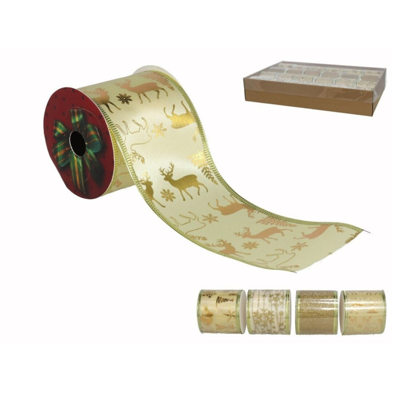 CINTA NAVIDAD DORADA MOTIVOS ORO 6,3x2,7 CM