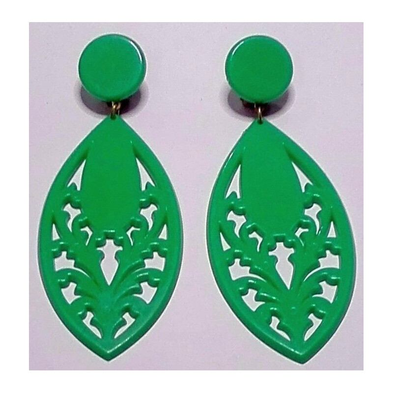 PENDIENTES GRANDES DOBLES VERDE Y BLANCO