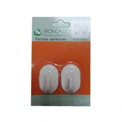 PERCHA ADHESIVA MONCASA BLANCA BLISTER 2 U