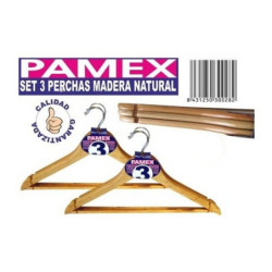 PERCHA MADERA NATURAL PACK 3 UNIDADES