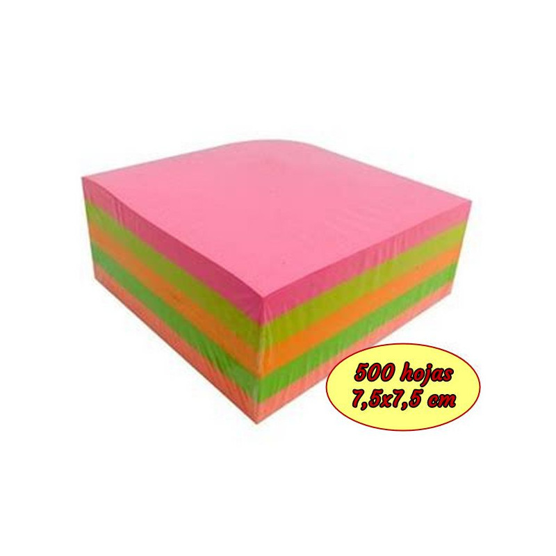 TACO NOTAS NEON 7,5x7,5 CM 500 HOJAS COLORES
