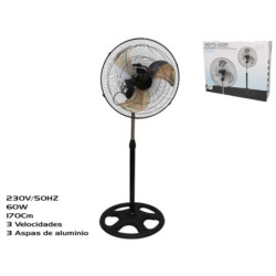 VENTILADOR PIE 45 CM 60W ASPAS NEGRAS
