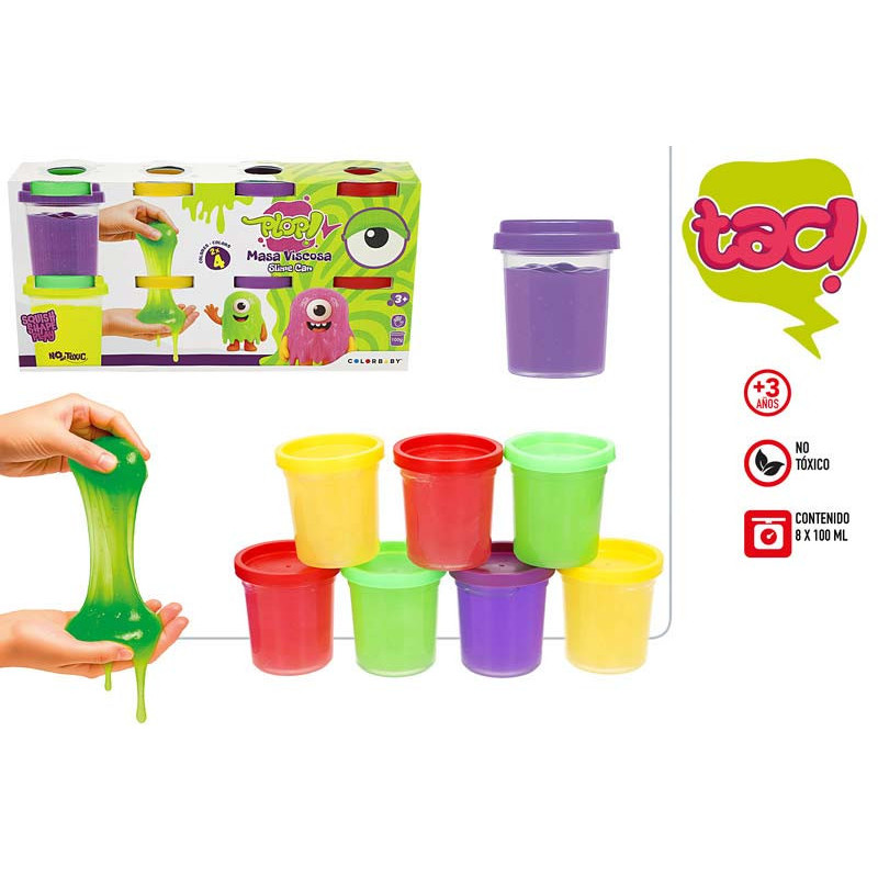 SLIME PACK 8BOTES X 100 G COLORES