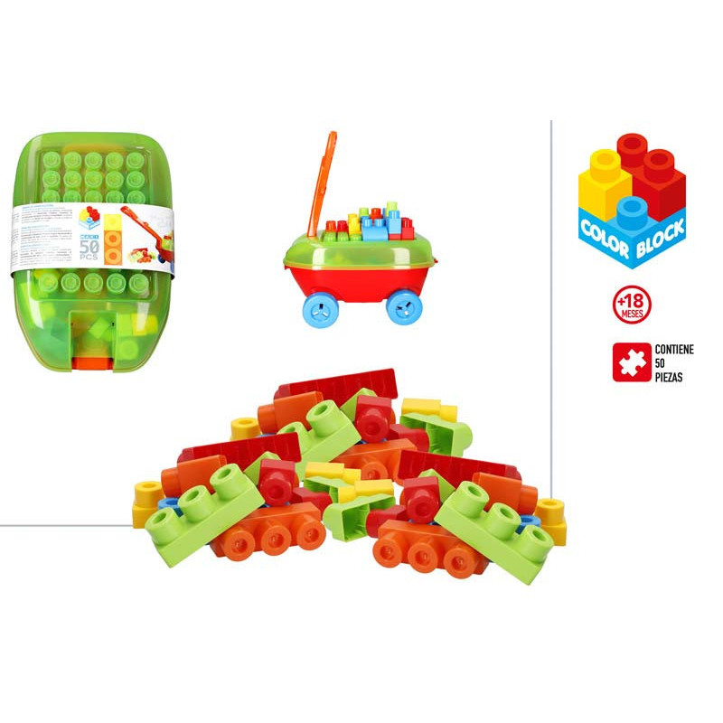 TROLLEY COLOR BLOCKS CON 50 BLOQUES +18M