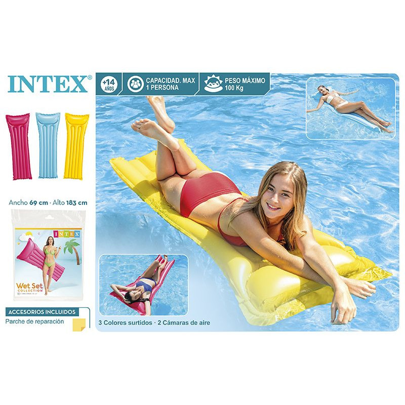 COLCHONETA HINCHABLE INTEX 183x69 CM COLORES