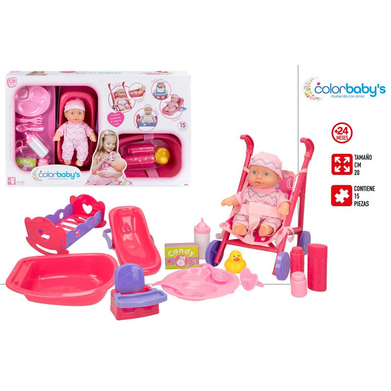 BEBE CB 20 CM CON ACCESORIOS 15 PIEZAS