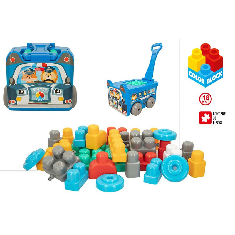 TROLLEY POLICIA COLOR BLOCKS 30 BLOQUES +18M