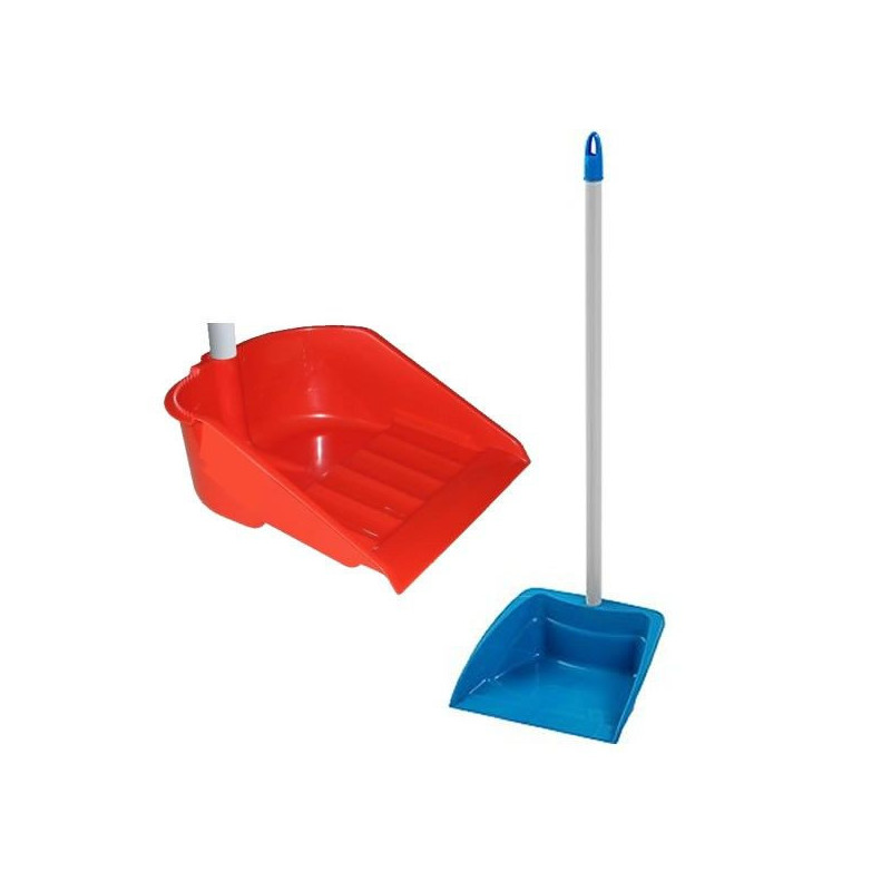 RECOGEDOR PLASTICO MANGO LARGO ECO ROJO O AZUL