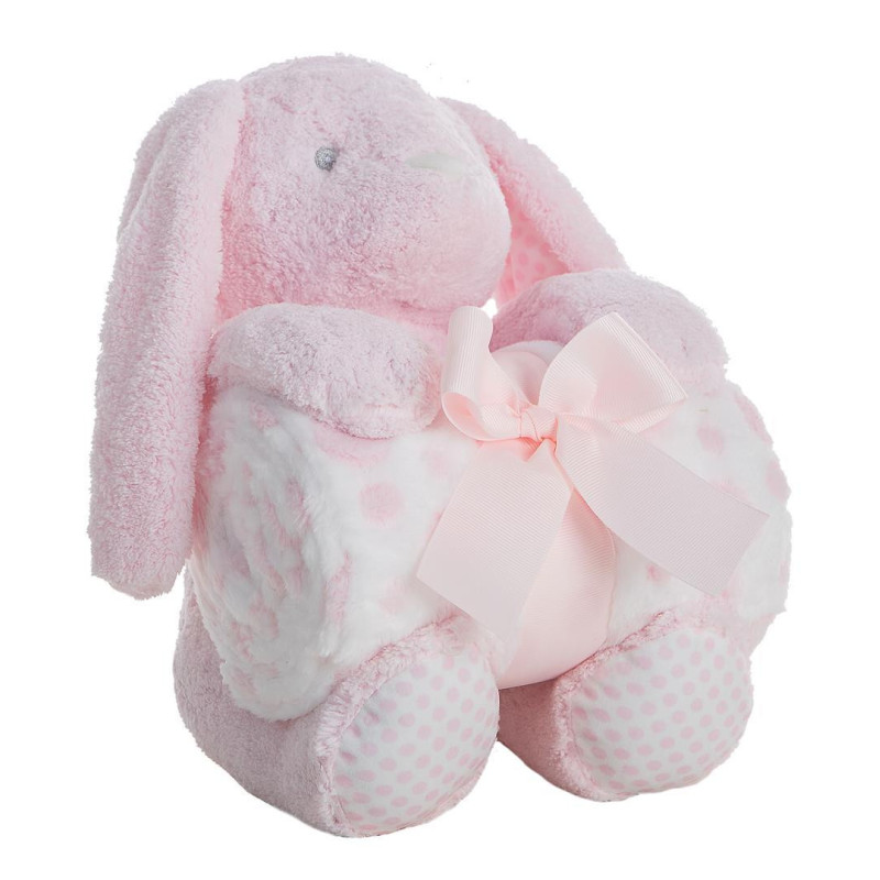 PELUCHE 28 CM CON MANTA CORALINA 100X75 CM