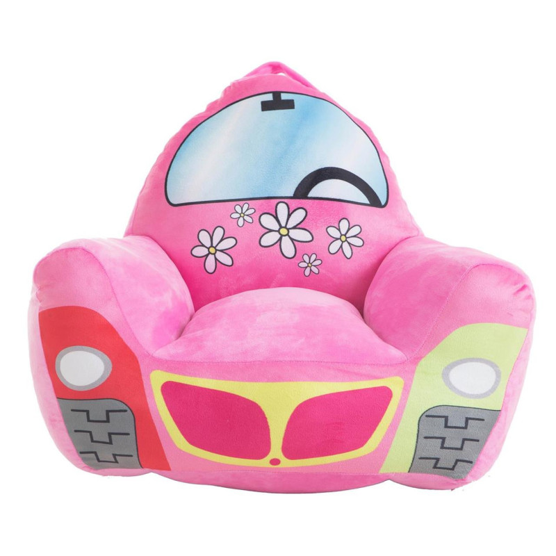 SILLÓN PELUCHE COCHE FLOWER ROSA 52X48X51 CM