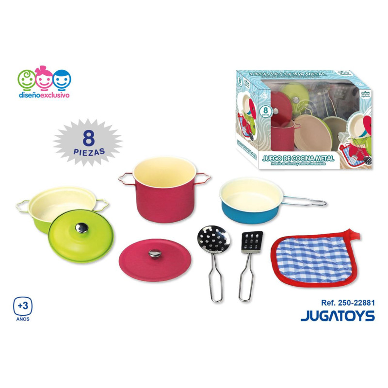 MENAJE COCINA METAL EN COLORES 8 PIEZAS