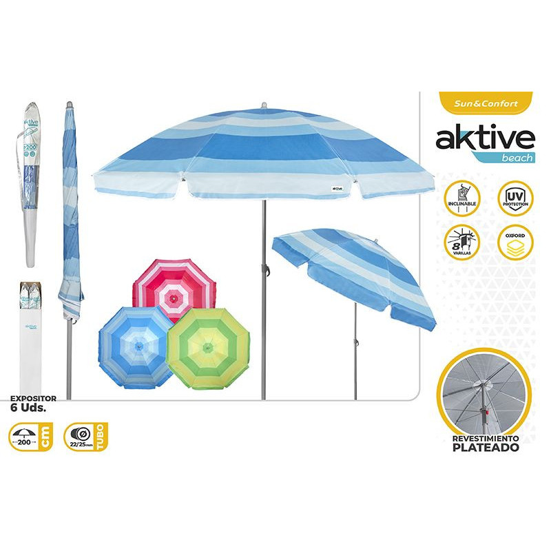 SOMBRILLA PLAYA CB 200 CM CON TUBO DE 22/25