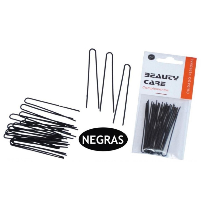 HORQUILLAS BEAUTY CARE NEGRAS 20 UNIDADES