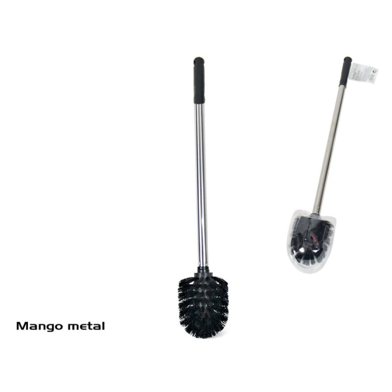 ESCOBILLA WC NEGRA MANGO METALICO
