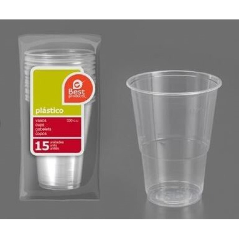 VASOS REUTIL TRANSPARENTES 300 ML 15 U