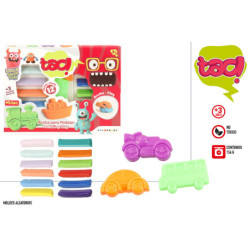 ARCILLA MODELAR 12 COLORES CON 3 MOLDES