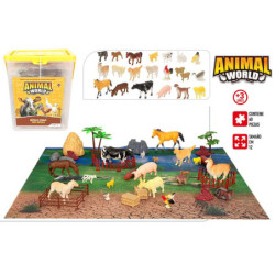 BOTE ANIMALES ANIMAL WORLD 60 PIEZAS GRANJA