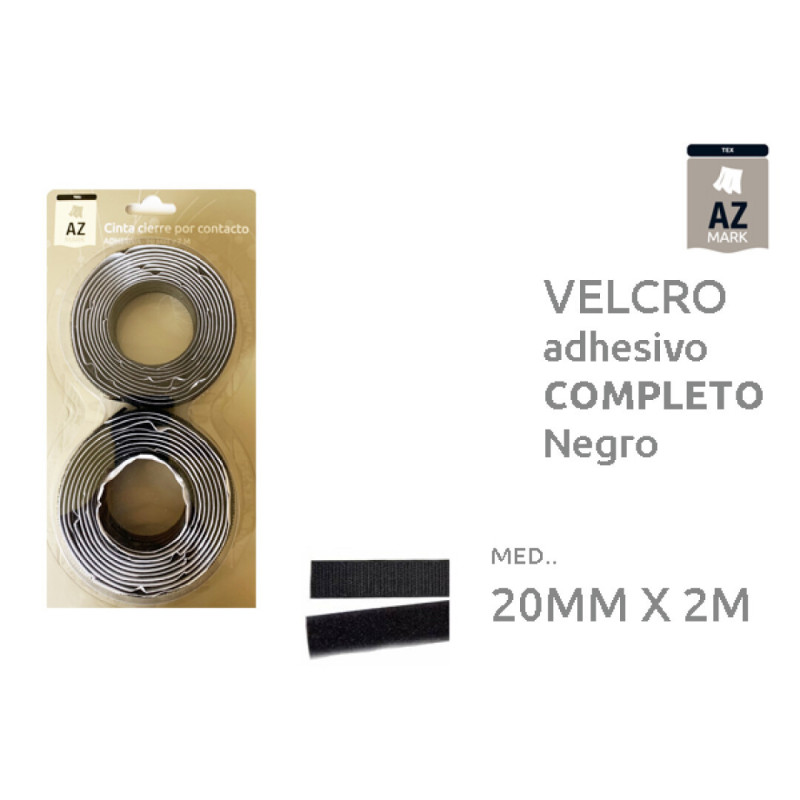 VELCRO ADHESIVO NEGRO AZ 20MM x 2 M