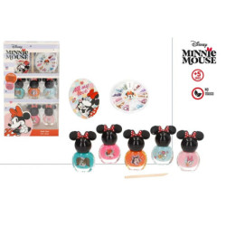 SET UÑAS MINNIE 5 ESMALTES Y DECORACION