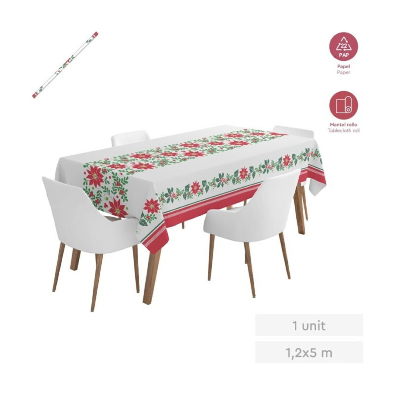 ΜΑΝΤEL NAVIDAD FLORES NAVIDEÑAS ROLLO 5X1,20 M