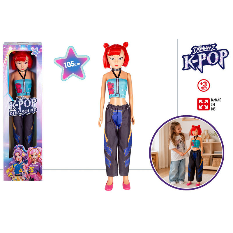 MUÑECA CB K POP DIVA SQUAD 105 CM PELO ROJO