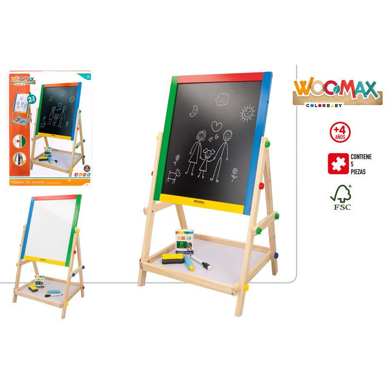 PIZARRA WOOMAX BLANCA/NEGRA CON ACCESORIOS
