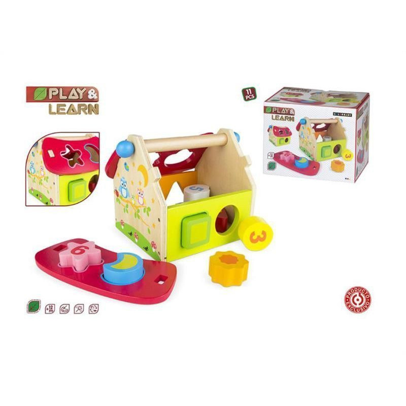 JUEGO CASA FORMAS MADERA 11 PIEZAS
