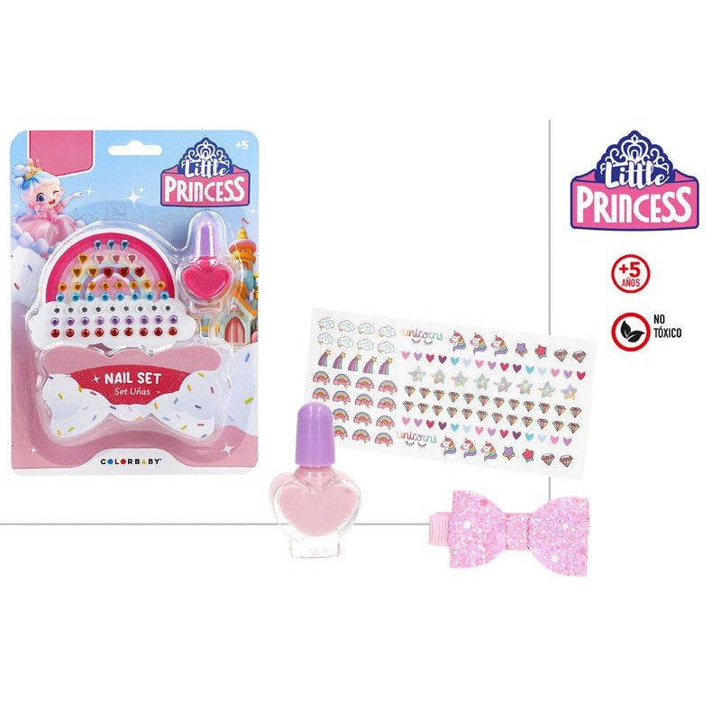 BLISTER SET UÑAS LITTLE PRINCESS BOTE Y PEGATINAS