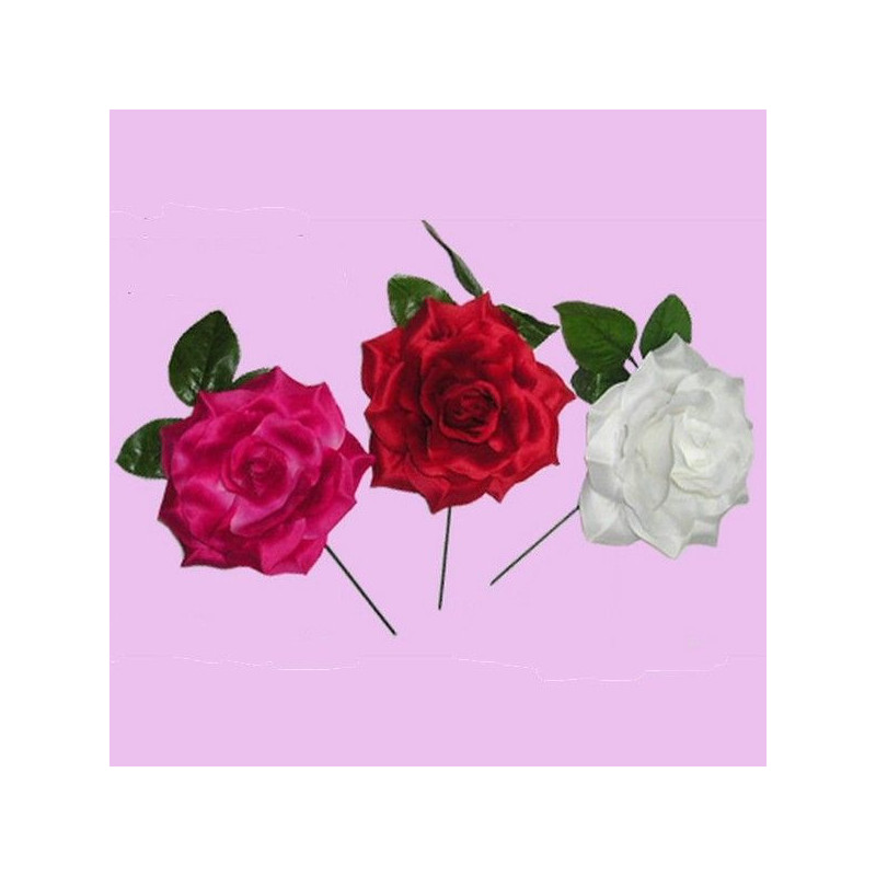 FLOR FLAMENCA ROSA HOJAS GRANDE