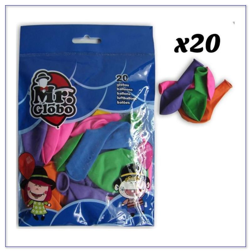 GLOBOS NORMALES BOLSA 20 UNIDADES