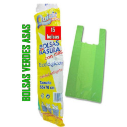 BOLSAS BASURA ASAS VERDES VFP 55x70 CM 12 U