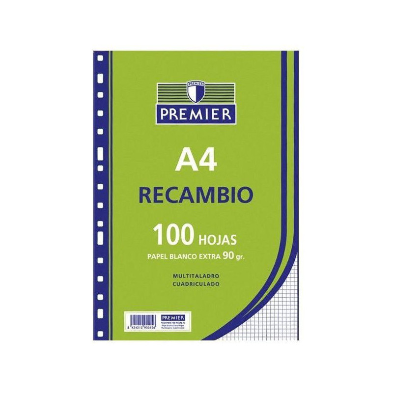 RECAMBIO Fº CUADROS 4T 100 HOJAS 90 G